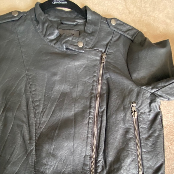 NWT Dark Grey Military Style Faux Leather Studded Jacket,  Size M - Picture 4 of 11